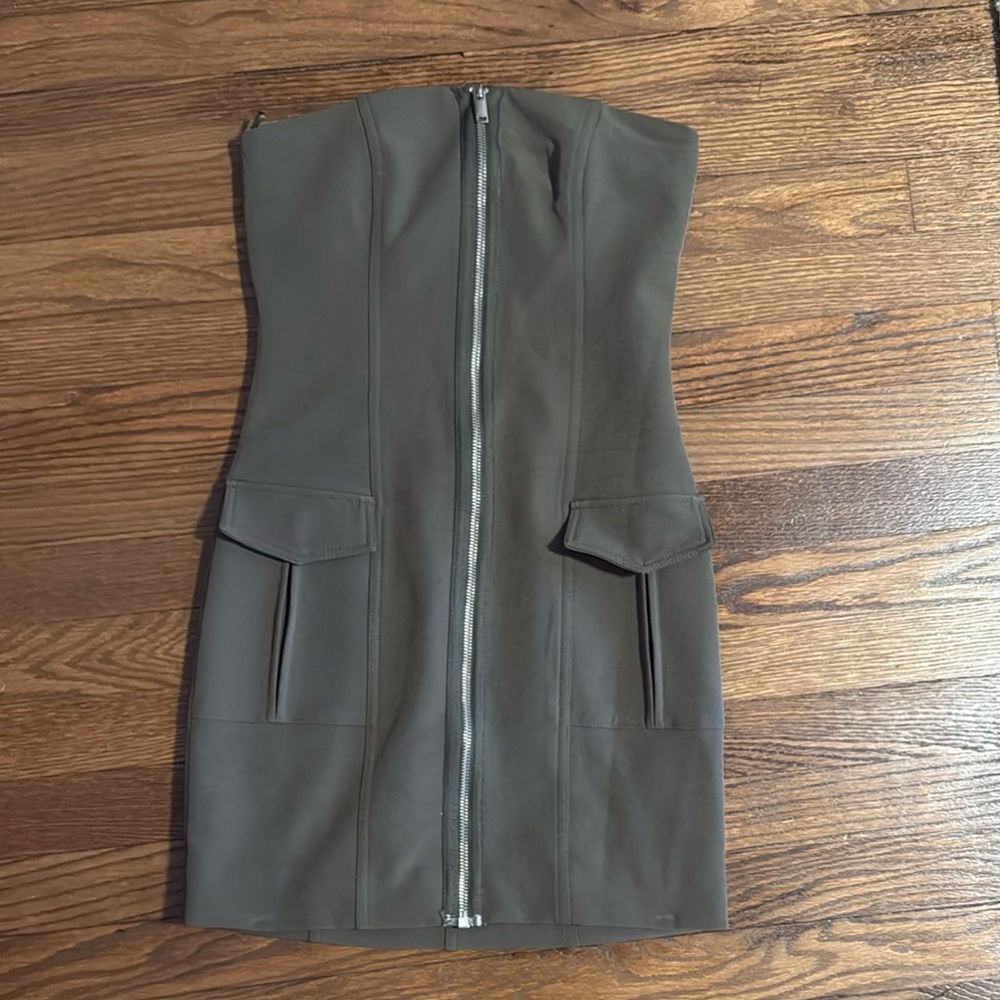 Zara Olive Strapless Mini Dress. Never worn!
